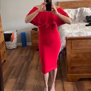 Off the shoulder red spandex dress S/XS